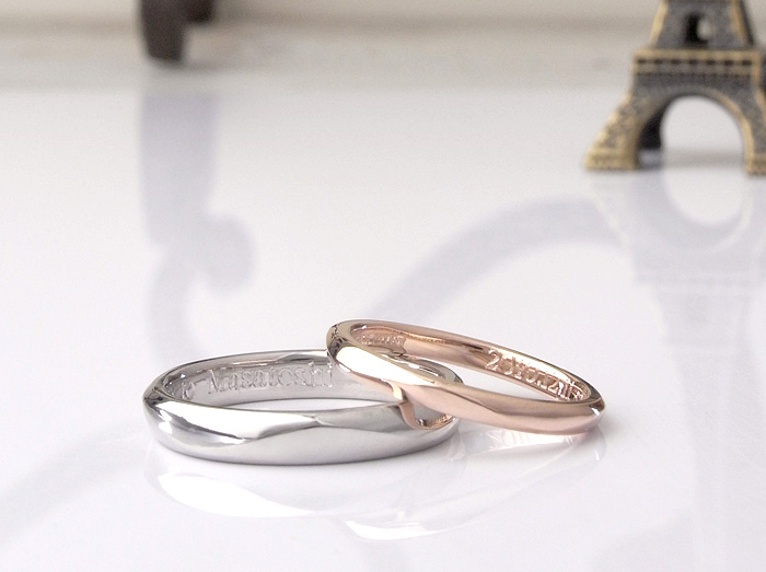 ネットをみて長崎県からご来店頂いた結婚指輪を紹介いたします
とってもシンプルですが、緩やかにデザインを入れています