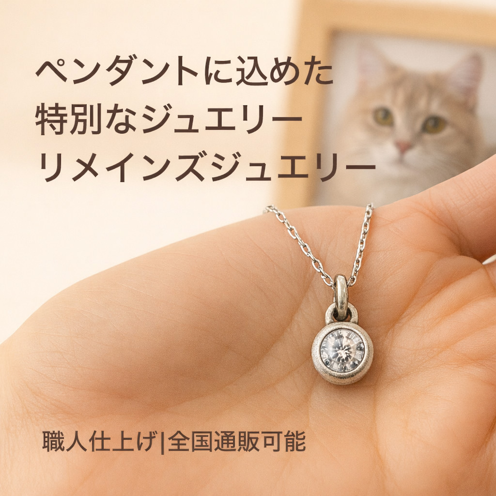 猫の遺骨ジュエリー 愛猫の遺骨を納めるメモリアルリングとペンダント